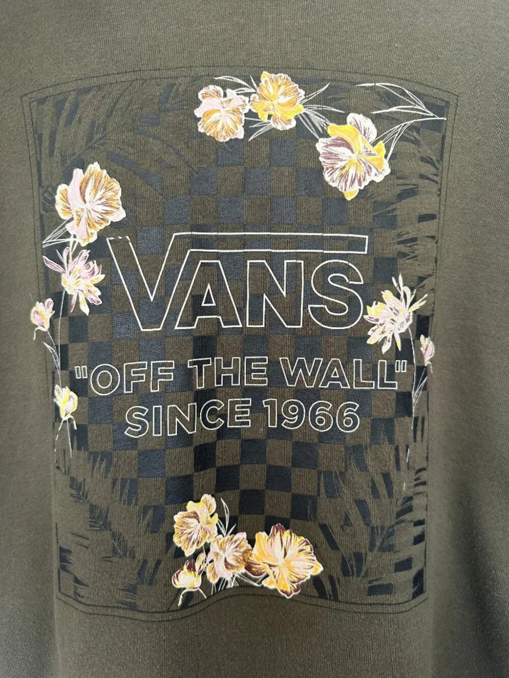 Vans Off the Wall Cropped Green Hoodie Womens Size Medium